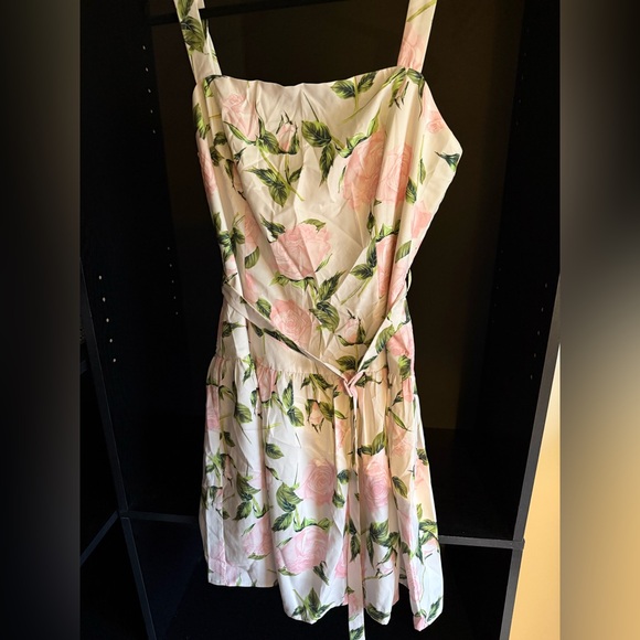 Rihoas Pink Floral Ruched Belted Slip Mini Dress - Picture 2 of 4